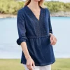 Elodie Windowpane Gauze Top<Soft Surroundings New