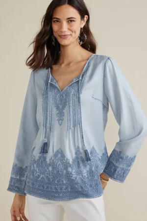 Emily Embroidered Tencel™ Top<Soft Surroundings Hot