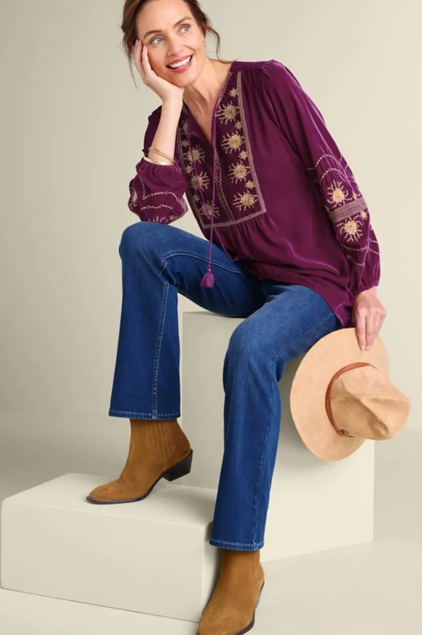 Evelyne Embroidered Velvet Tunic<Soft Surroundings Fashion