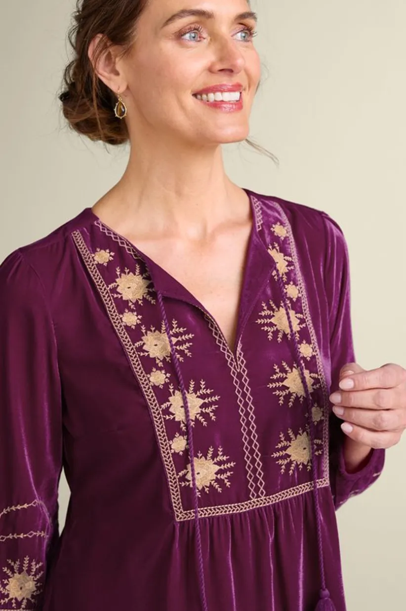 Evelyne Embroidered Velvet Tunic<Soft Surroundings Fashion