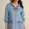 Evie Embroidered Tencel Hoodie<Soft Surroundings Clearance