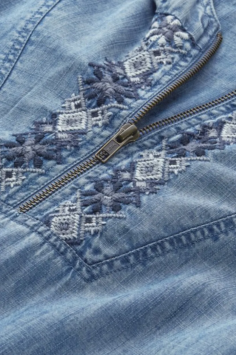 Evie Embroidered Tencel Hoodie<Soft Surroundings Clearance