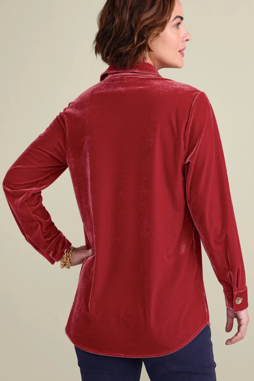 Filigree Velvet Boyfriend Shirt<Soft Surroundings Fashion