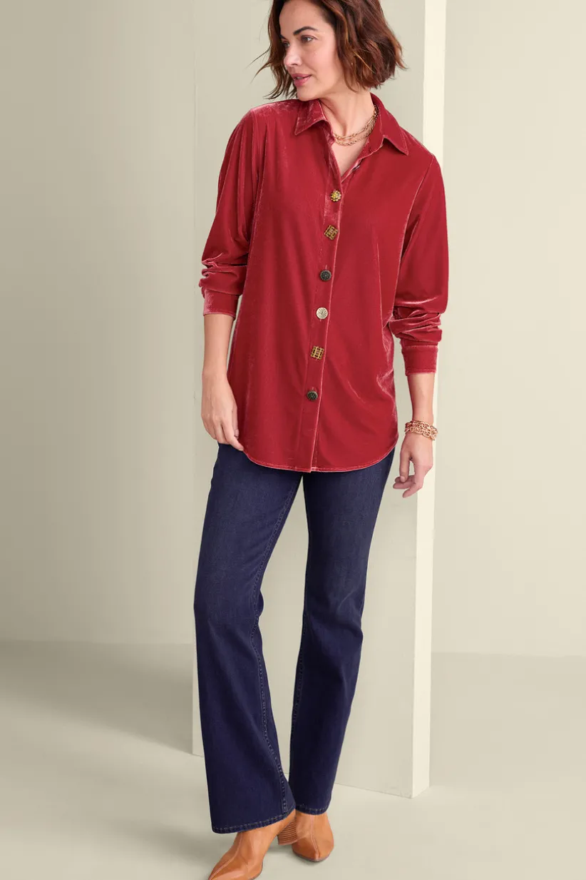 Filigree Velvet Boyfriend Shirt<Soft Surroundings Fashion