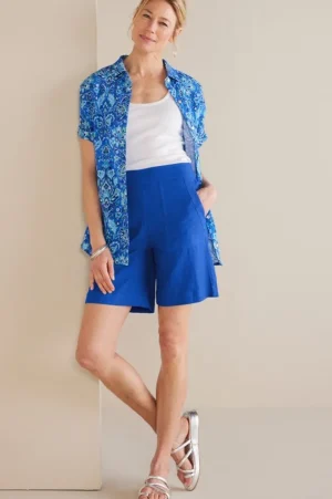 Flavia Linen Blend Shorts<Soft Surroundings Fashion