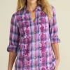 Gracie Embroidered Plaid Big Shirt<Soft Surroundings Discount