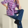 Gracie Embroidered Plaid Big Shirt<Soft Surroundings Discount