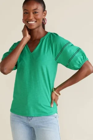 Heidi Supima Puff Sleeve Tee<Soft Surroundings Clearance