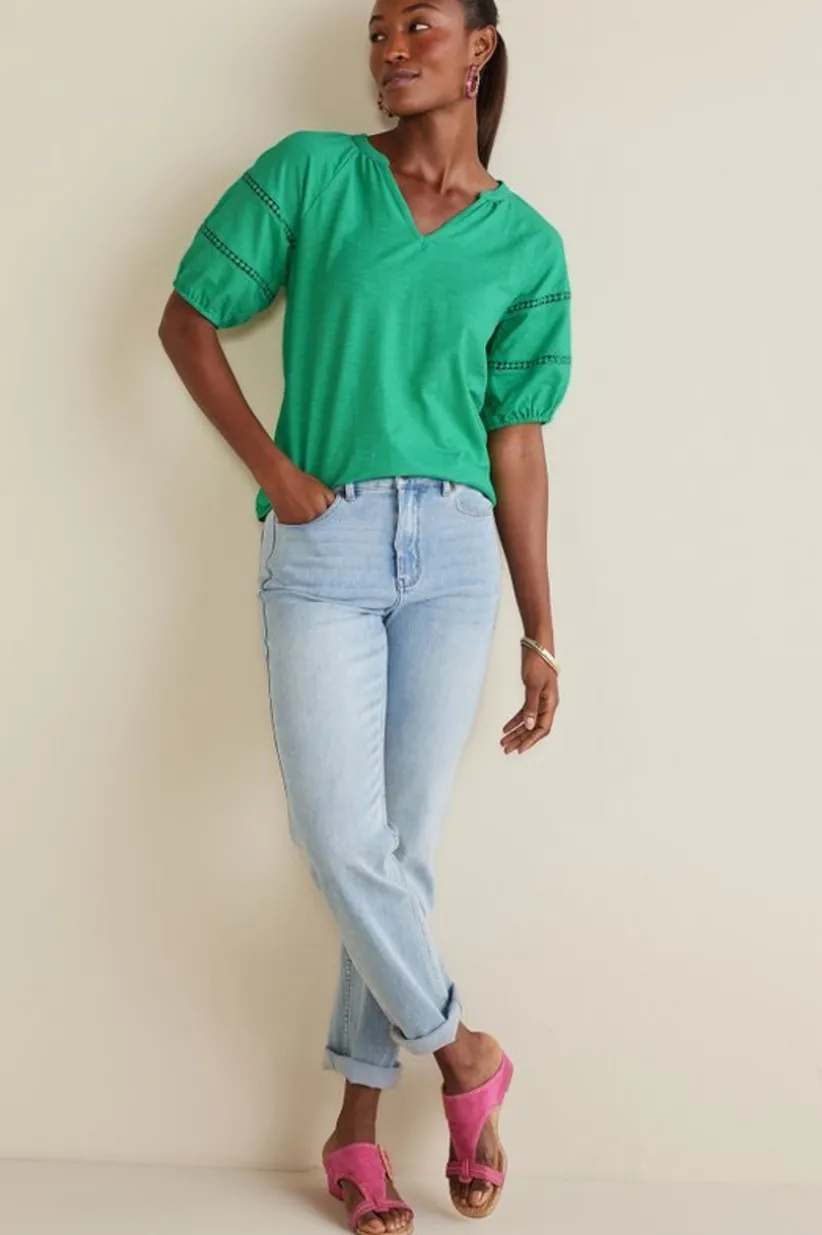 Heidi Supima Puff Sleeve Tee<Soft Surroundings Clearance