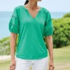 Heidi Supima Puff Sleeve Tee<Soft Surroundings Clearance