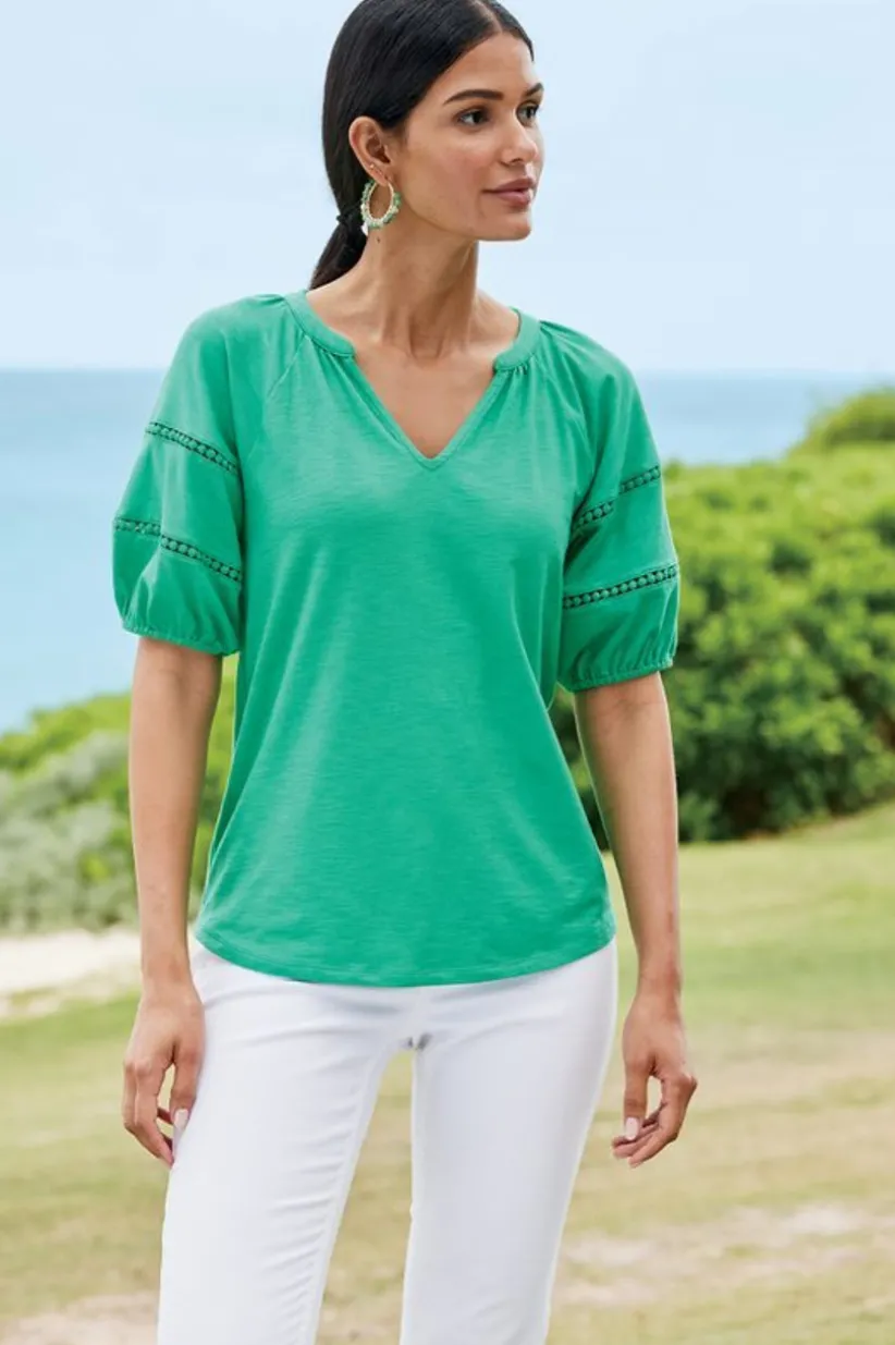 Heidi Supima Puff Sleeve Tee<Soft Surroundings Clearance