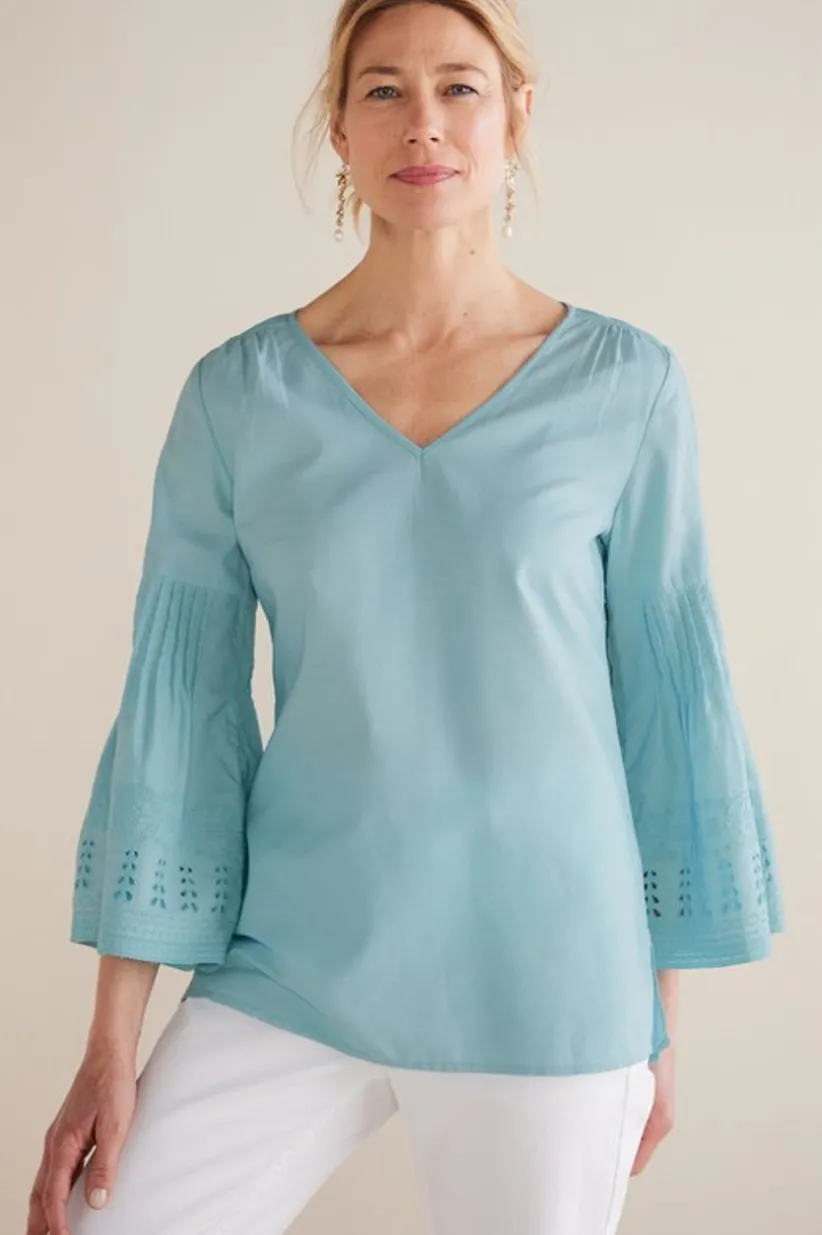 Heloise Eyelet Sleeve Tunic<Soft Surroundings Clearance