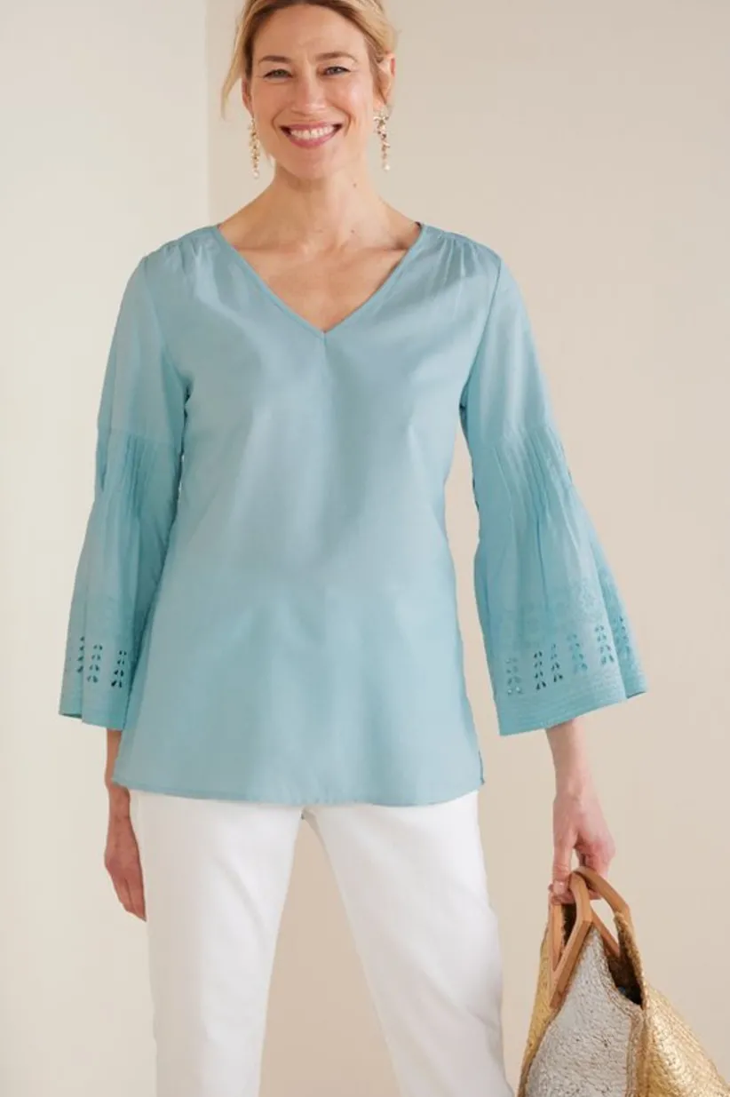 Heloise Eyelet Sleeve Tunic<Soft Surroundings Clearance