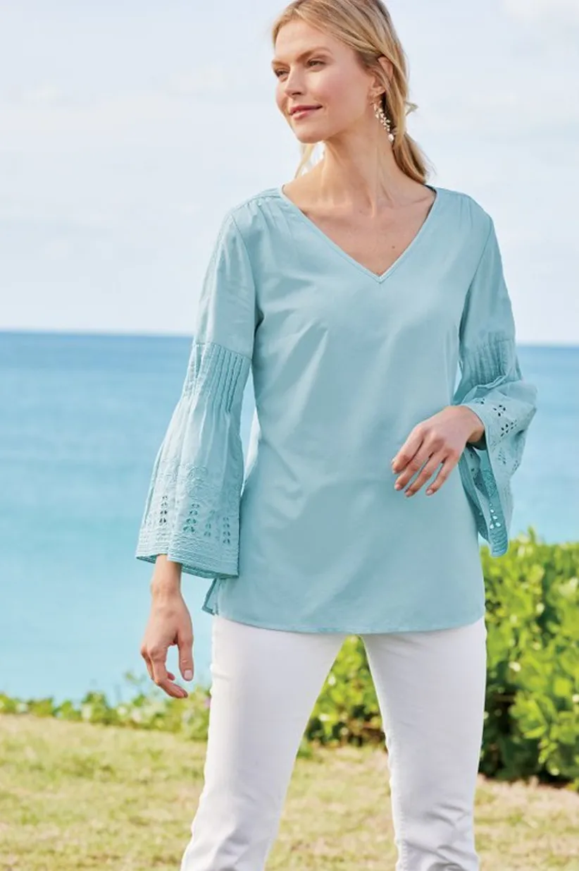 Heloise Eyelet Sleeve Tunic<Soft Surroundings Clearance