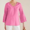 Heloise Eyelet Sleeve Tunic<Soft Surroundings Clearance