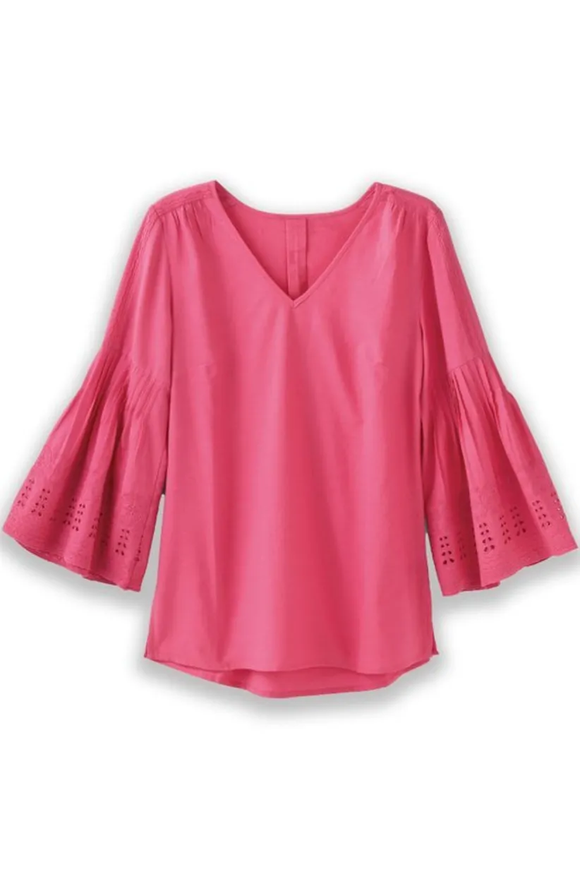Heloise Eyelet Sleeve Tunic<Soft Surroundings Clearance