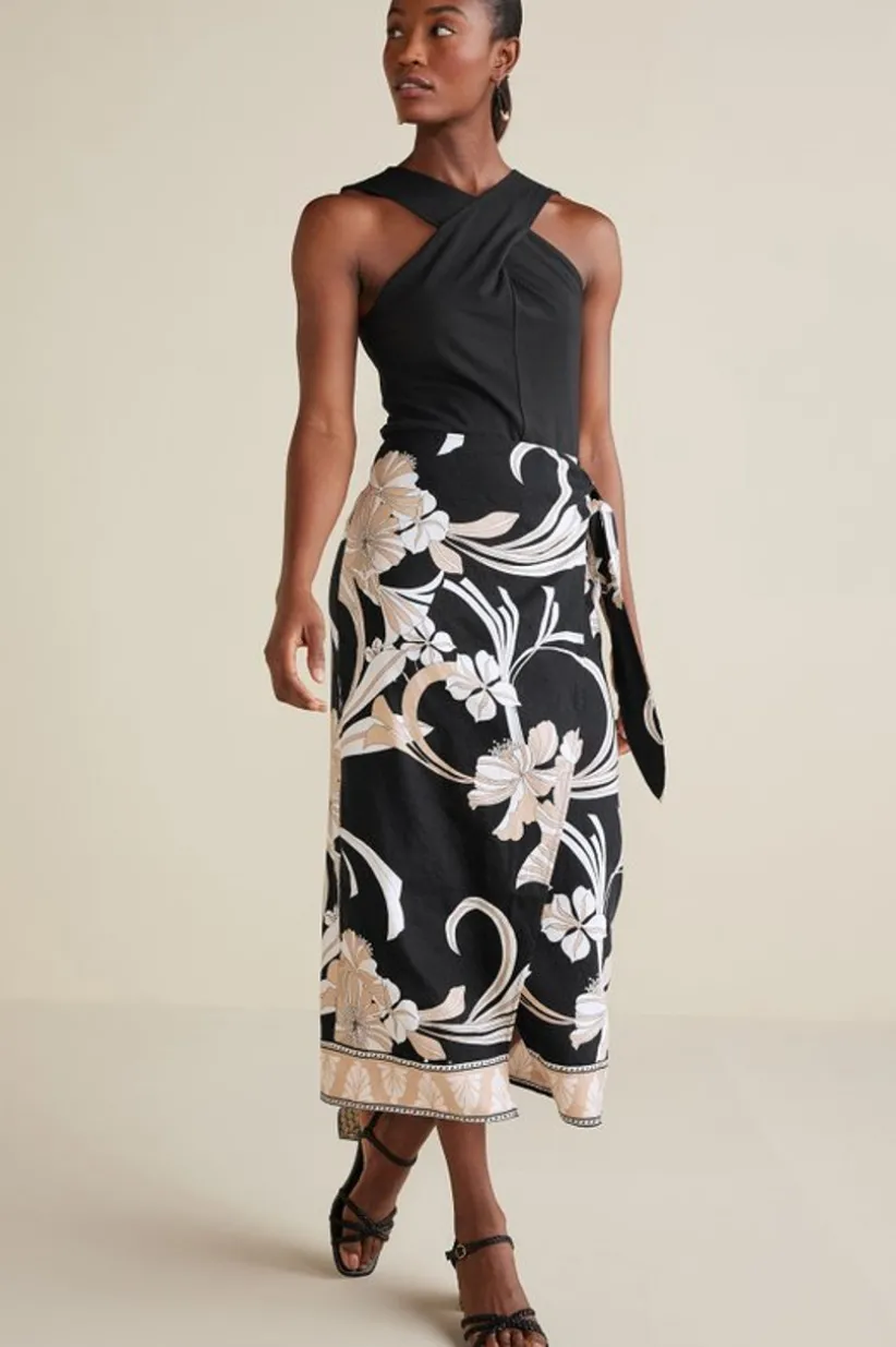 Isla Stretch Linen Midi Skirt<Soft Surroundings Outlet