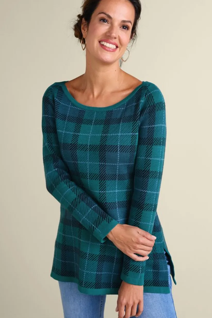 Janece Plaid Sweater Tunic<Soft Surroundings Hot