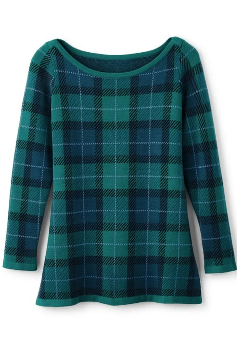 Janece Plaid Sweater Tunic<Soft Surroundings Hot