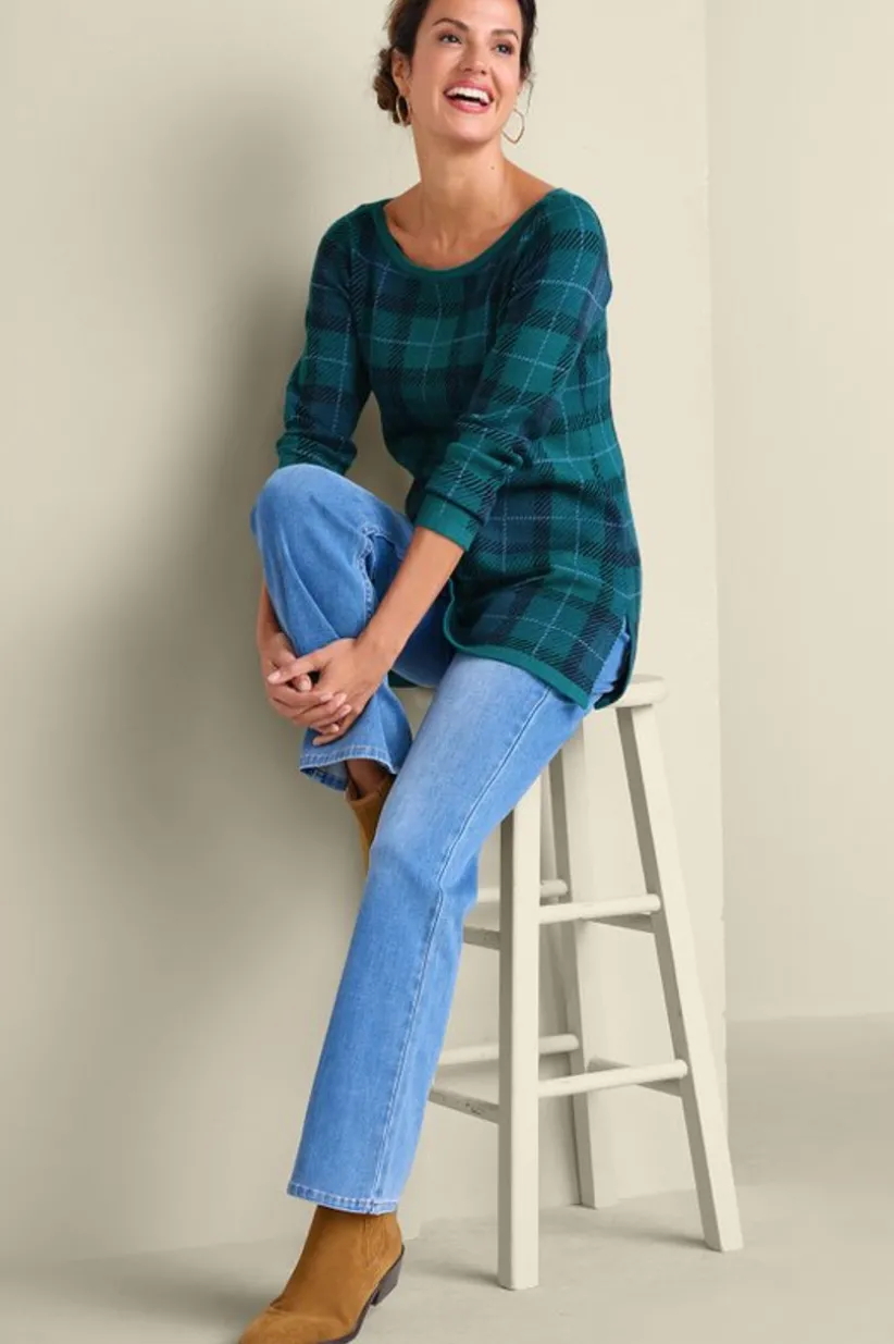 Janece Plaid Sweater Tunic<Soft Surroundings Hot
