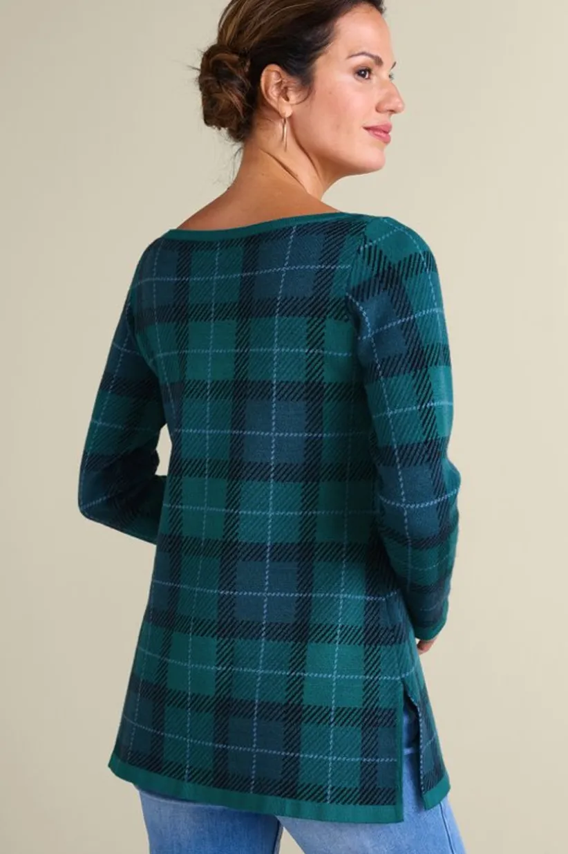 Janece Plaid Sweater Tunic<Soft Surroundings Hot