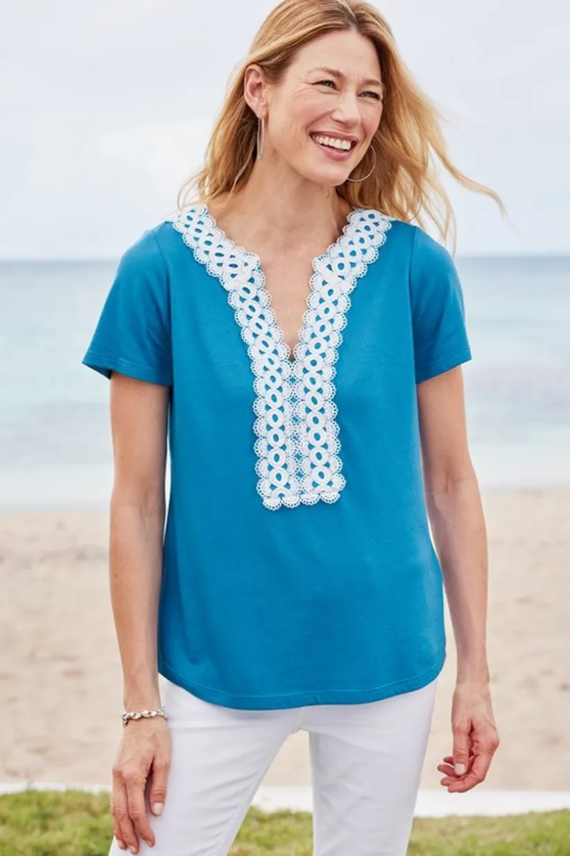 Kaitlyn Embellished Knit Tee<Soft Surroundings Outlet
