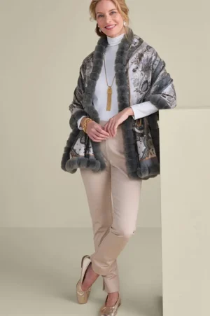 Katya Faux Fur Trim Wrap Scarf<Soft Surroundings Best
