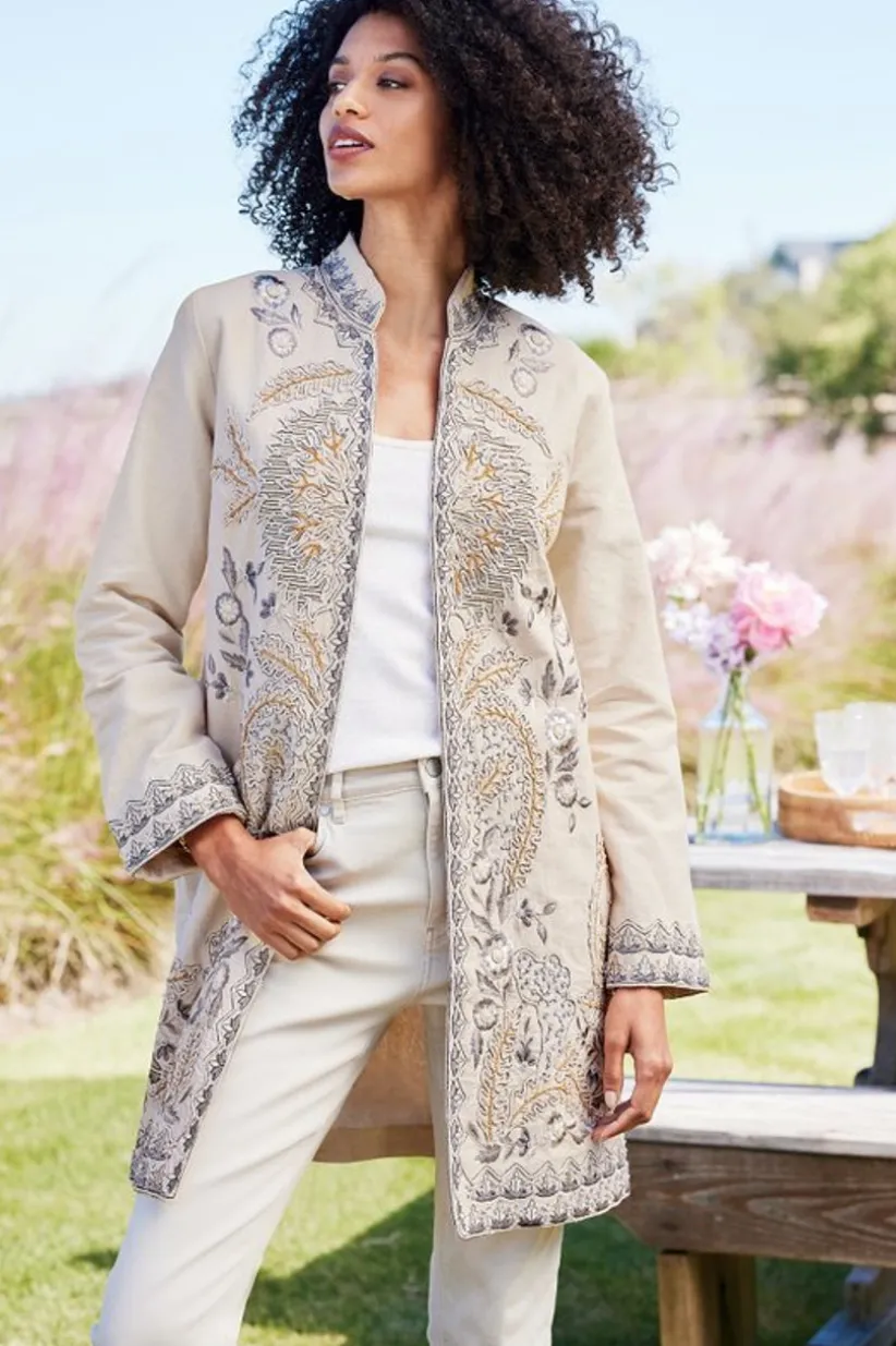 Kerala Embellished Natural Jacket<Soft Surroundings Hot
