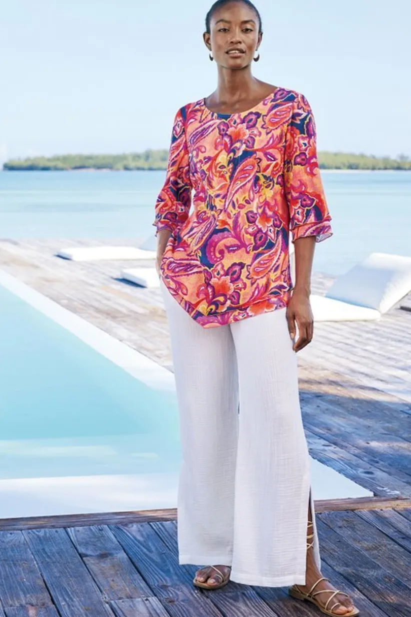 Khulani Wide Leg Gauze Pants<Soft Surroundings Outlet