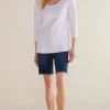 Linnea Embroidered 3/4 Sleeve Tee<Soft Surroundings Hot