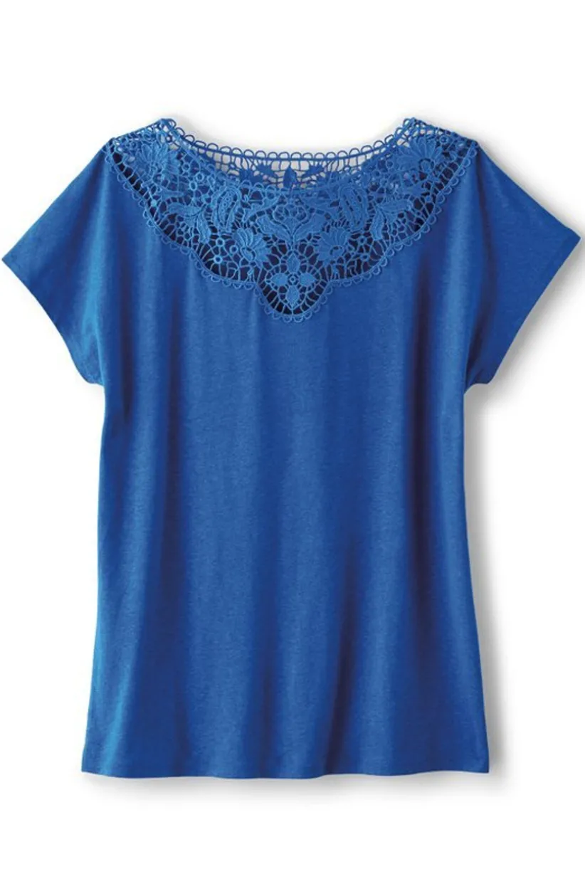 Luella Linen Blend Lace Tee<Soft Surroundings Hot