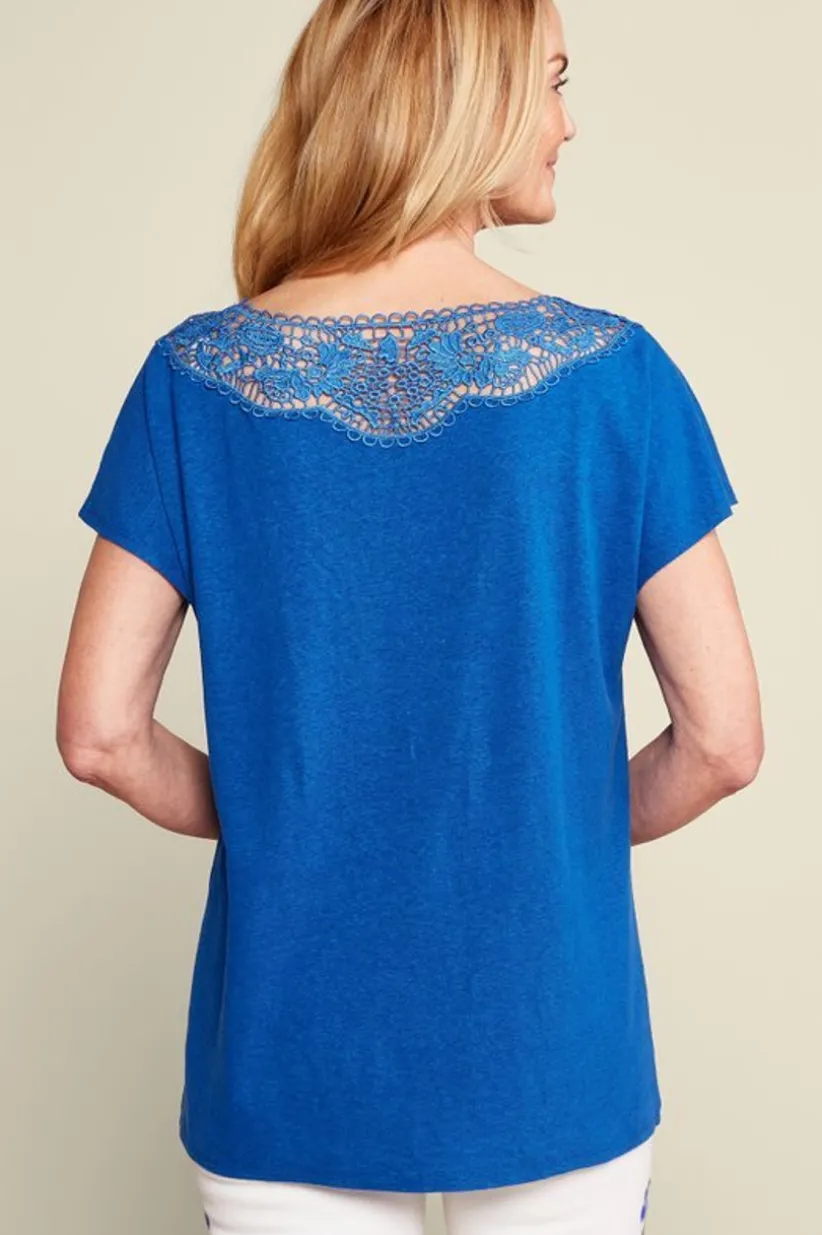 Luella Linen Blend Lace Tee<Soft Surroundings Hot