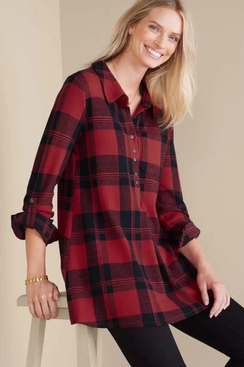 Mad About Plaid Top<Soft Surroundings Outlet