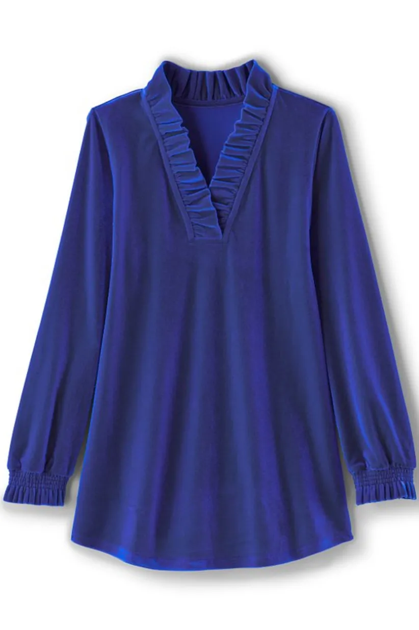 Marlee Ruffle Velvet Top<Soft Surroundings Clearance