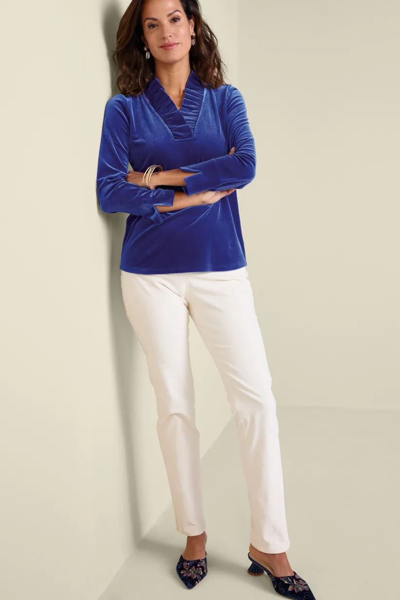 Marlee Ruffle Velvet Top<Soft Surroundings Clearance