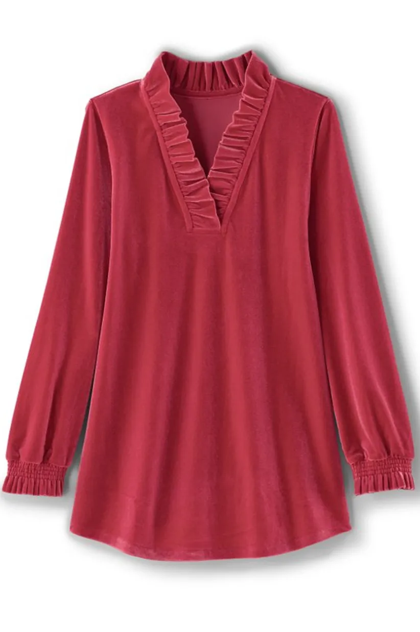 Marlee Ruffle Velvet Top<Soft Surroundings Clearance