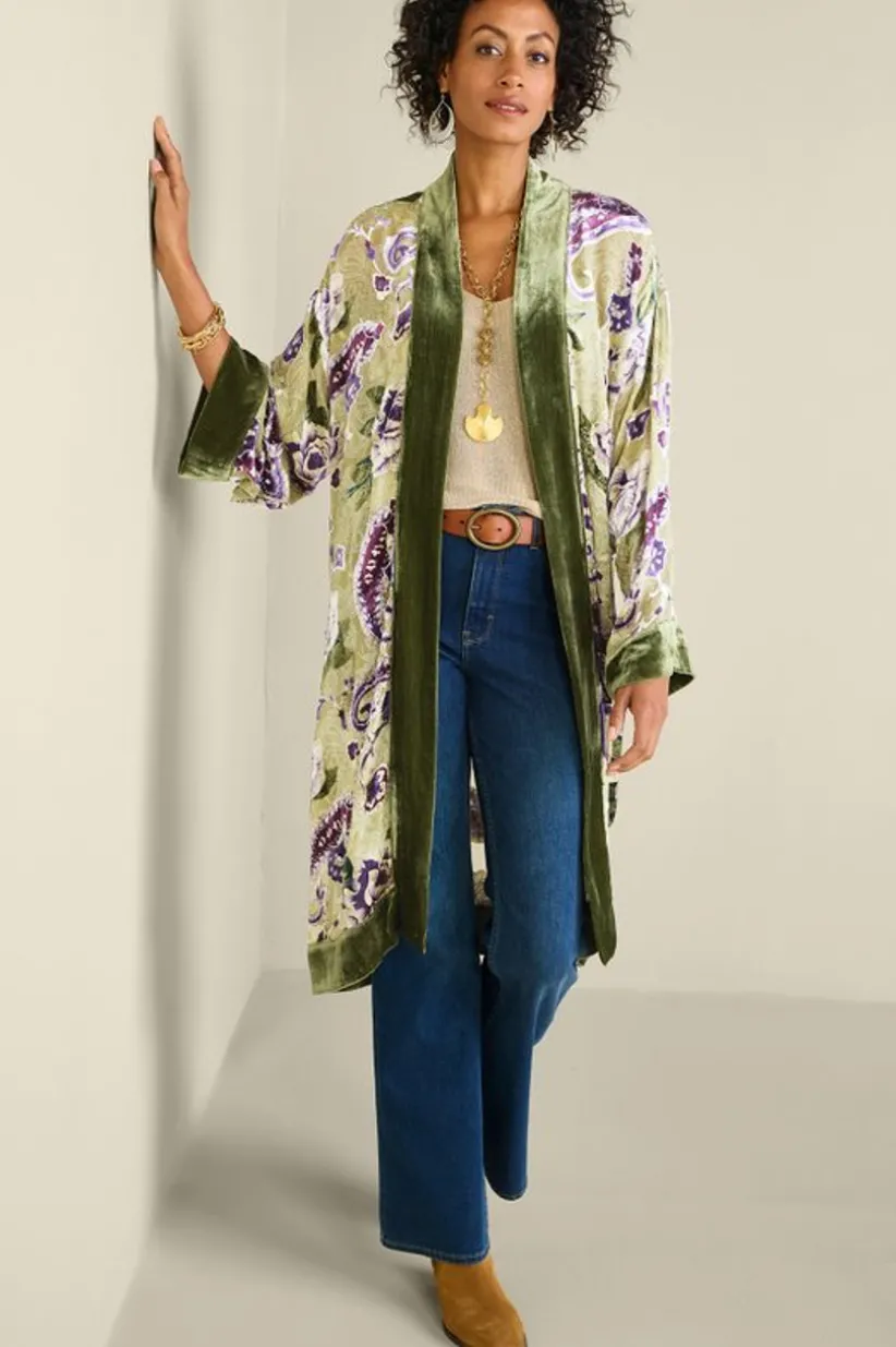 Nomi Silk Blend Velvet Kimono<Soft Surroundings Clearance