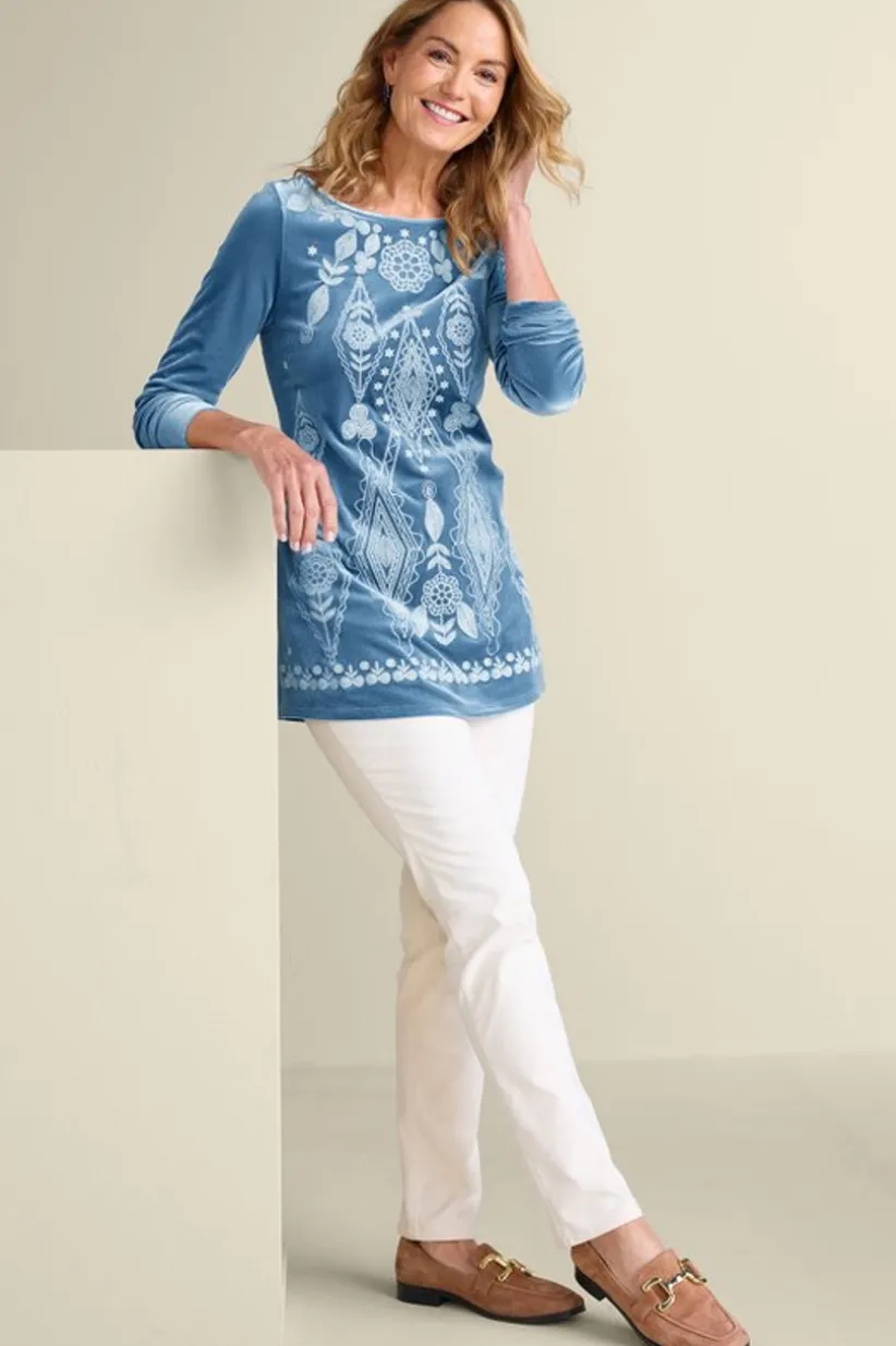 Nori Embroidered Velvet Tunic<Soft Surroundings Best