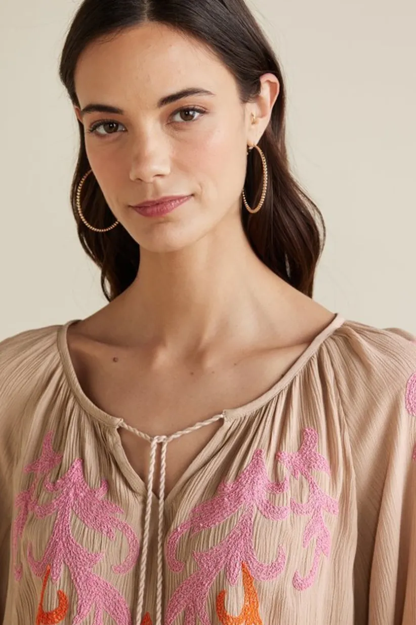 Noura Embroidered Gauze Pullover<Soft Surroundings Best