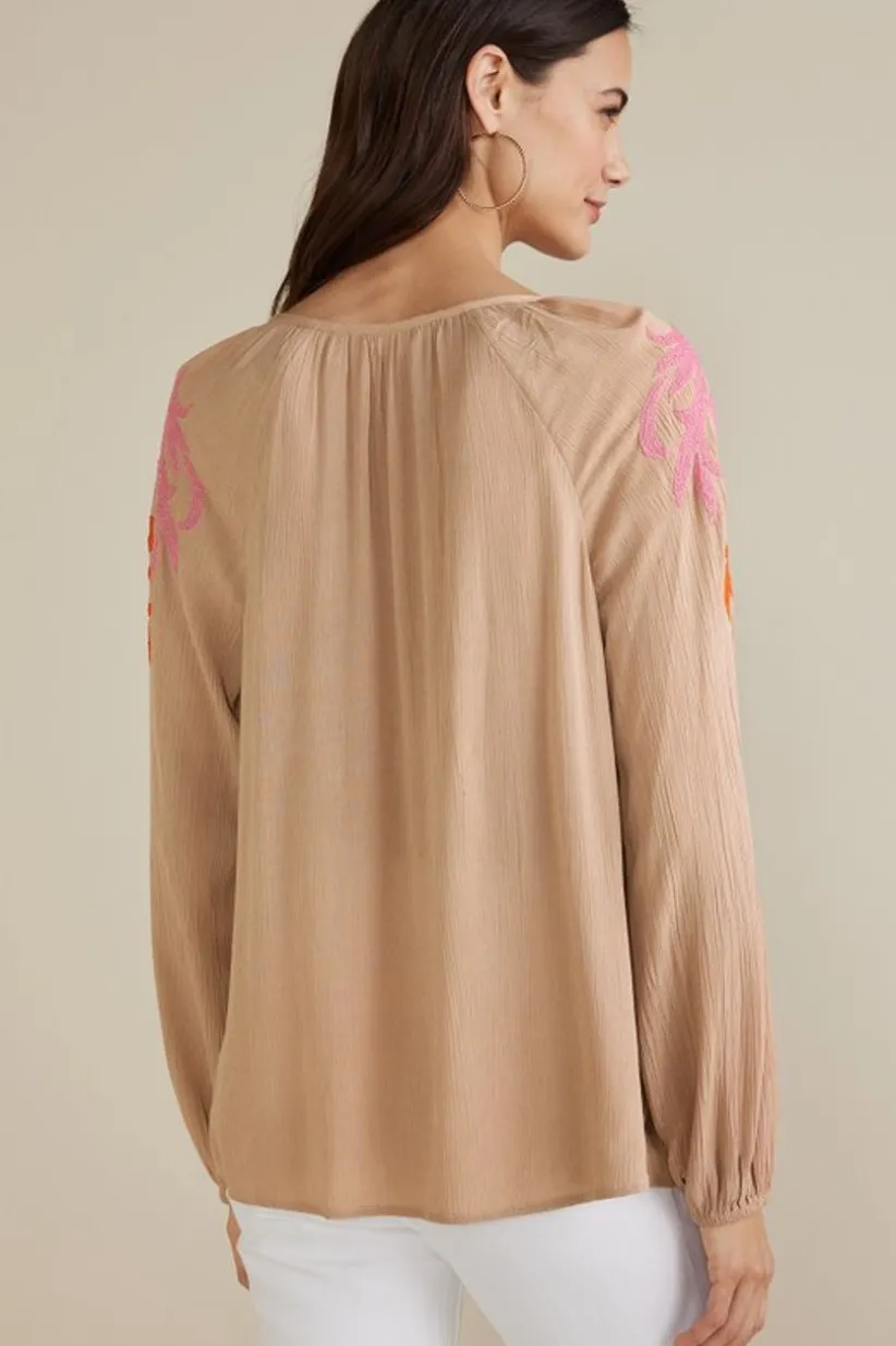 Noura Embroidered Gauze Pullover<Soft Surroundings Best
