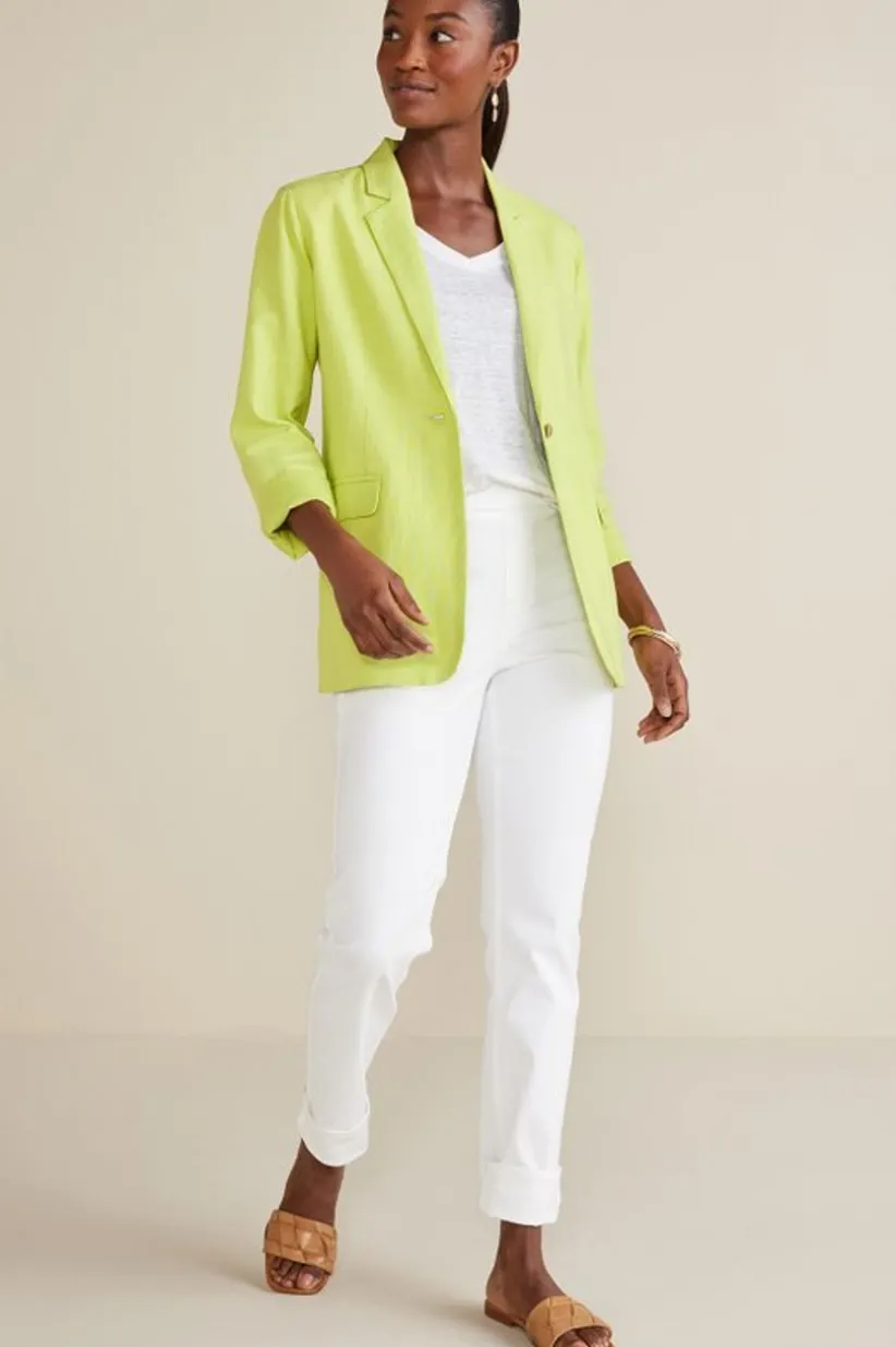 Portofino Linen Blend Boyfriend Blazer<Soft Surroundings Outlet