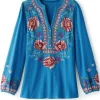 Riva Embroidered Knit Gauze Top<Soft Surroundings Fashion