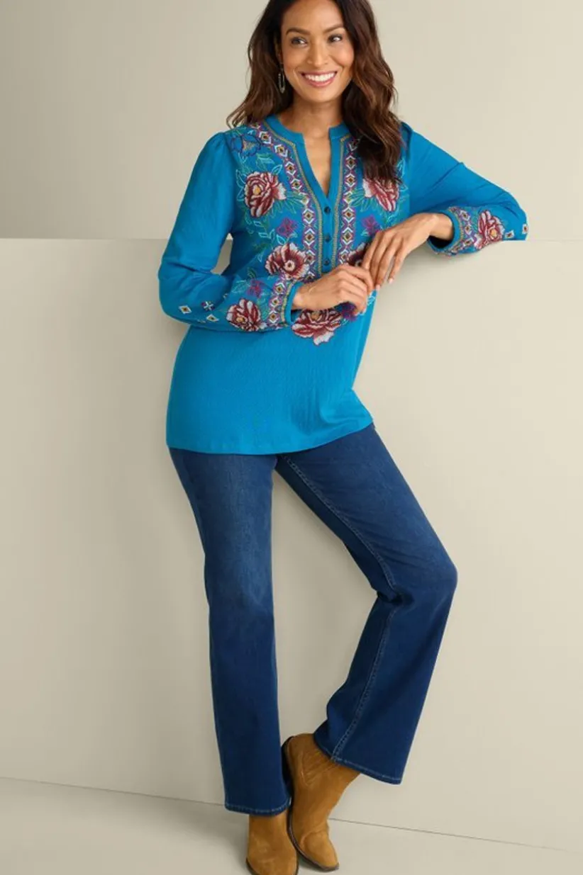 Riva Embroidered Knit Gauze Top<Soft Surroundings Fashion