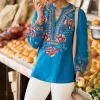 Riva Embroidered Knit Gauze Top<Soft Surroundings Fashion