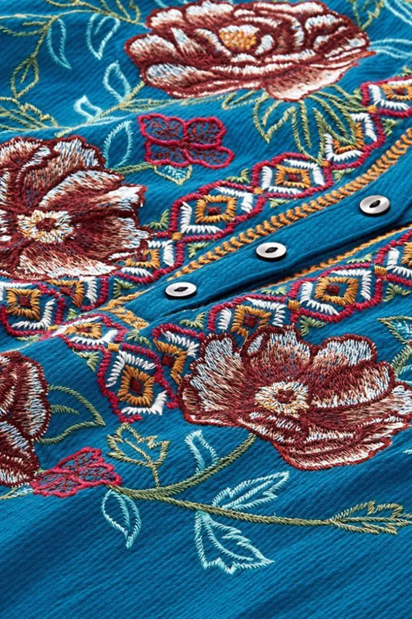 Riva Embroidered Knit Gauze Top<Soft Surroundings Fashion