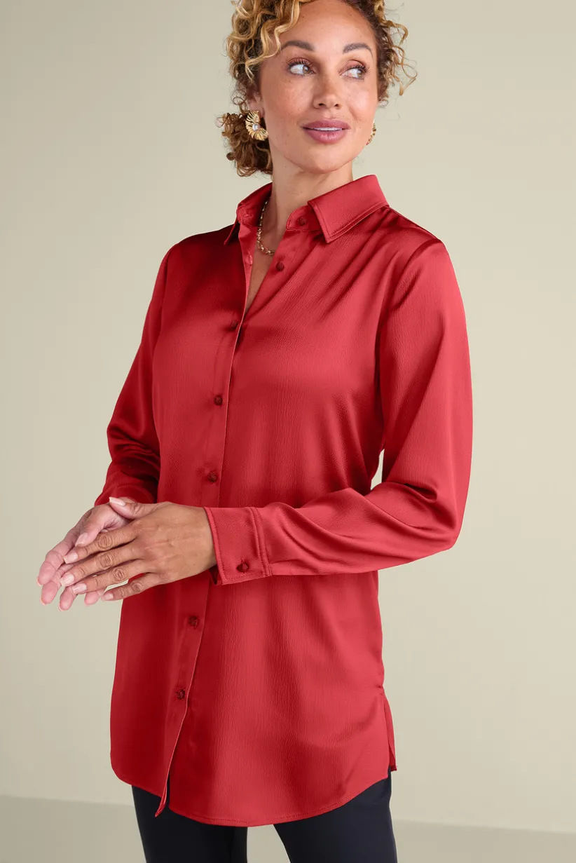 Satin Boyfriend Shirt<Soft Surroundings Hot