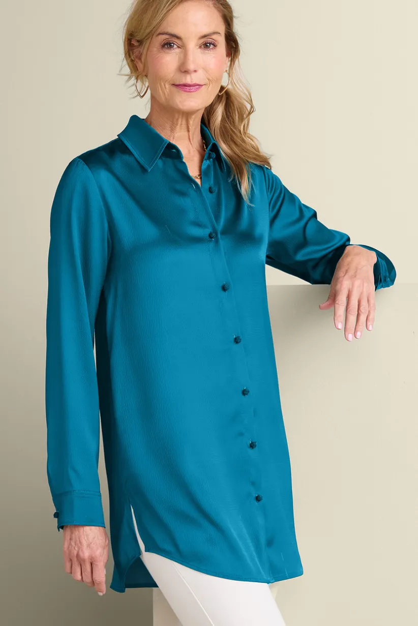 Satin Boyfriend Shirt<Soft Surroundings Hot