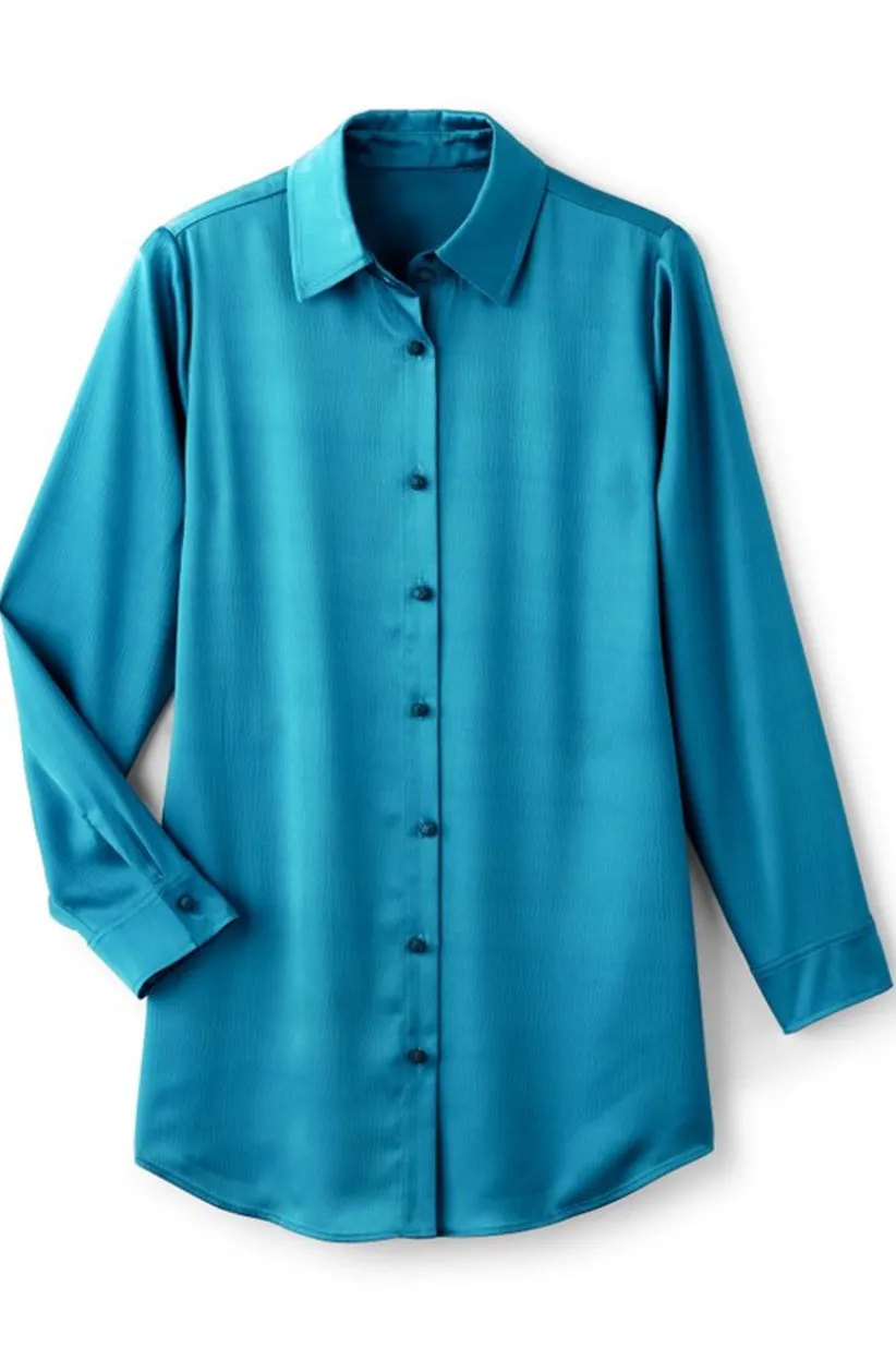 Satin Boyfriend Shirt<Soft Surroundings Hot