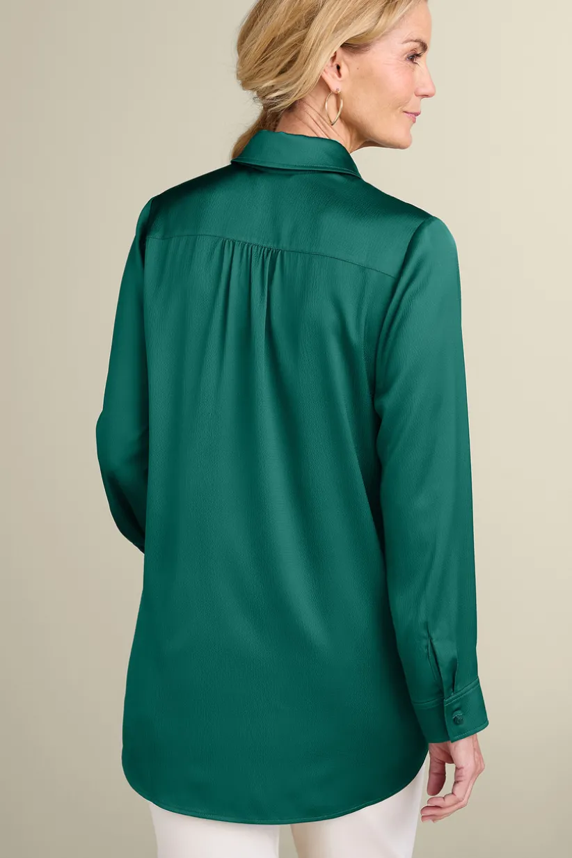 Satin Boyfriend Shirt<Soft Surroundings Hot