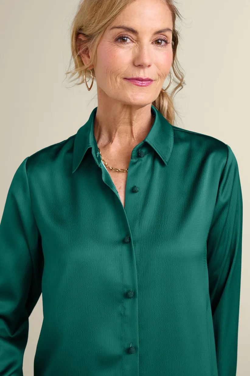 Satin Boyfriend Shirt<Soft Surroundings Hot